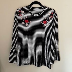 Striped bell sleeve top